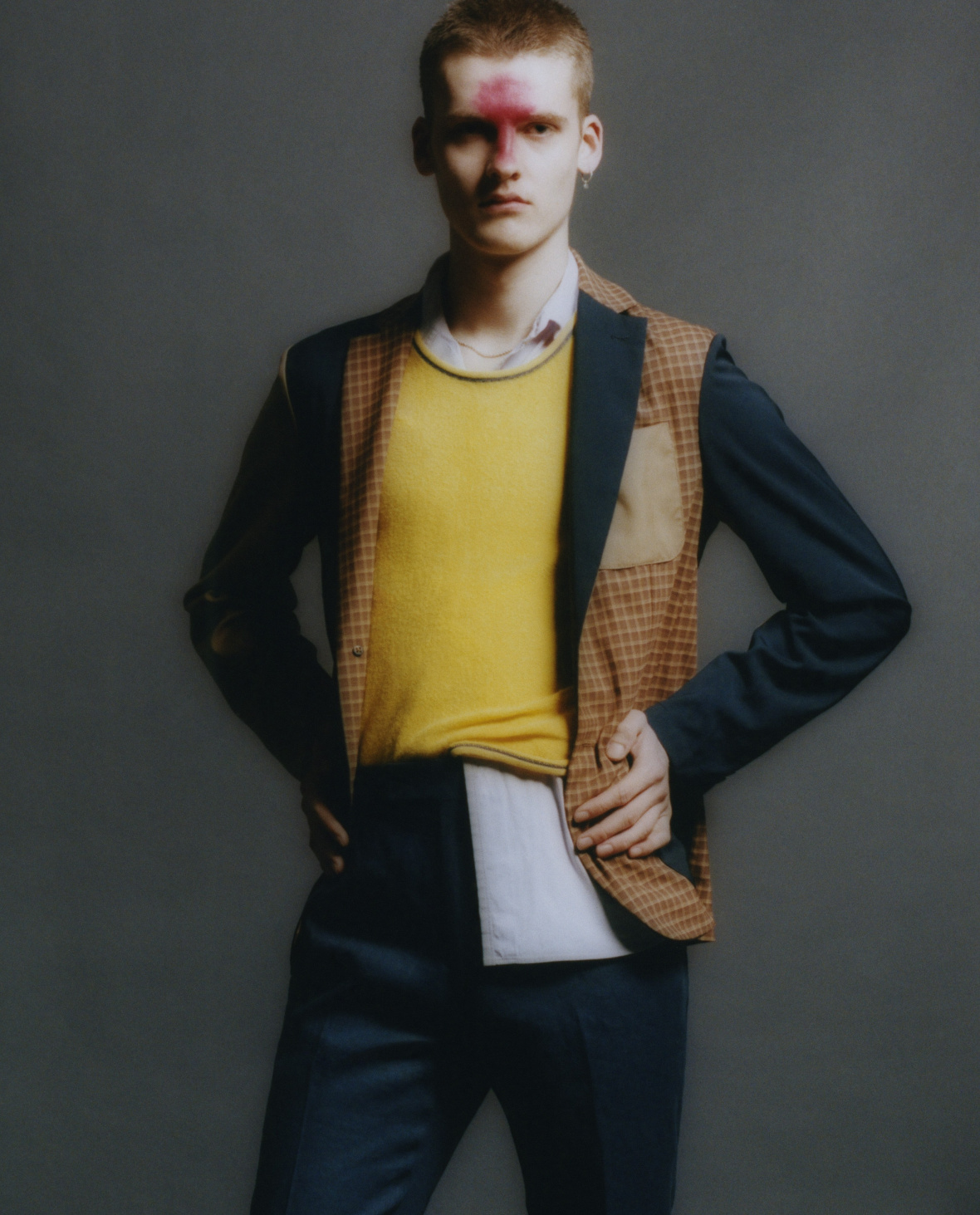 Jacket — Barena Venezia, Shirt — Prada, Vest — Stylist's own, Trousers — Gieves and Hawkes